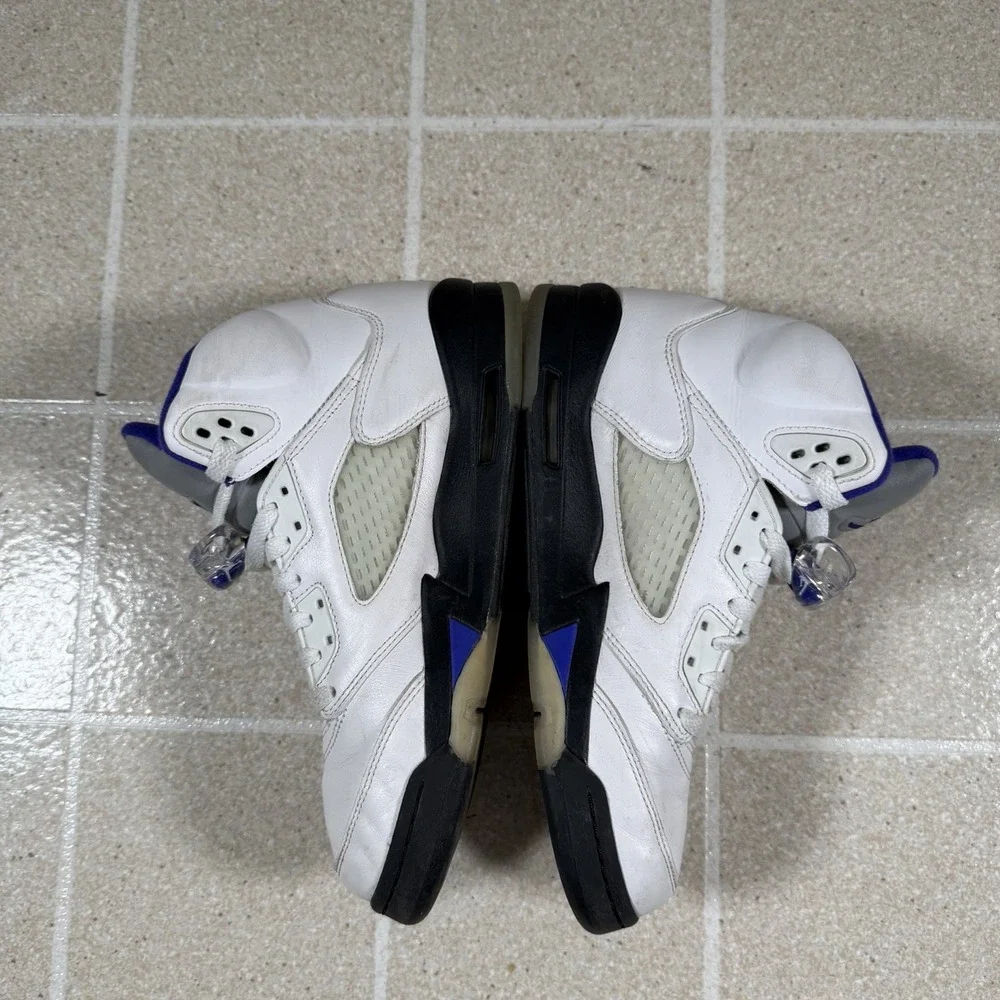 Nike Air Jordan 5 Retro GS White Concord Black Leather 7Y 440888-141